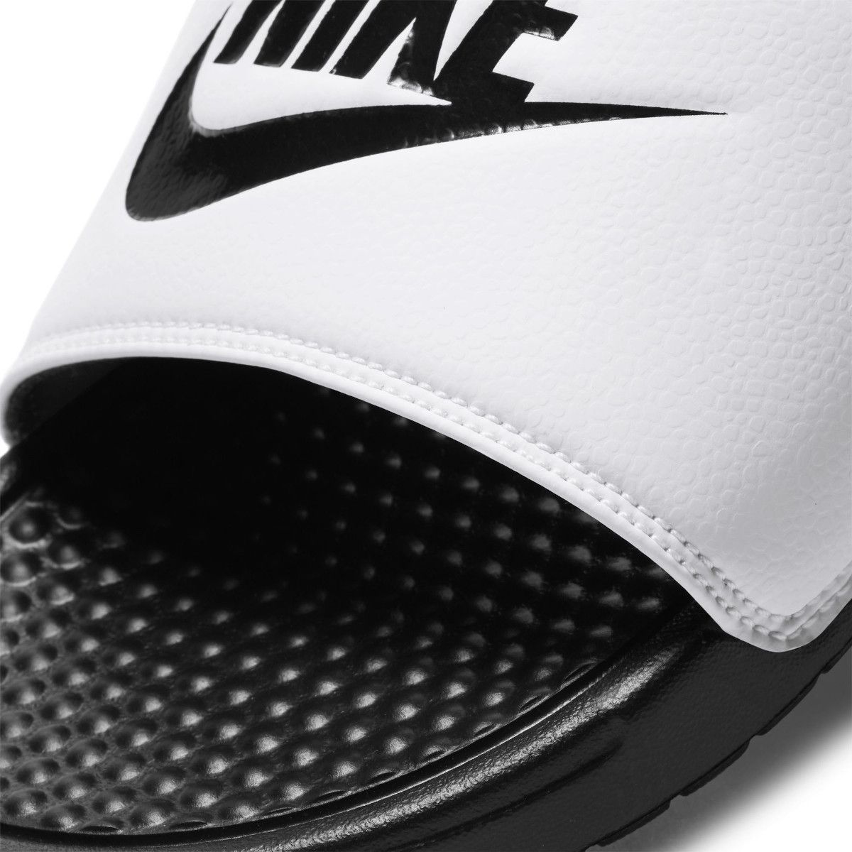 Nike slippers white and black online