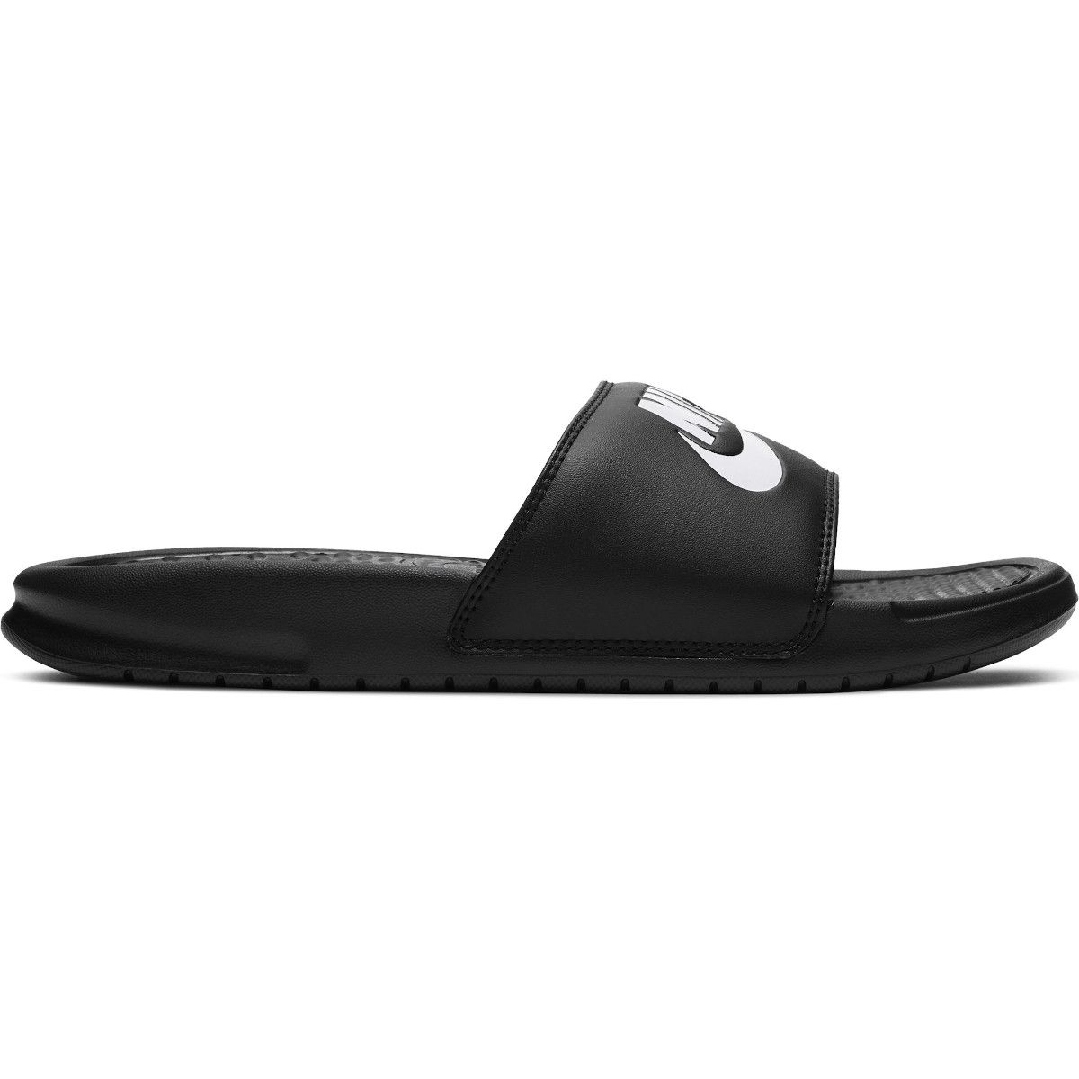 Nike benassi slides women's black and white online