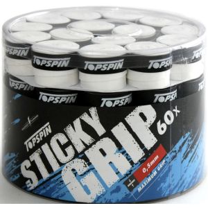 Topspin Sticky Tennis Overgrips - 0.50mm x 60 TOSGO60M-WHBK