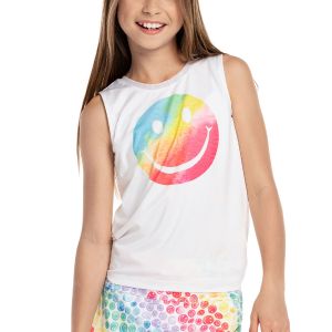 Lucky In Love All Smiles Tie Back Girl's Tennis Tank