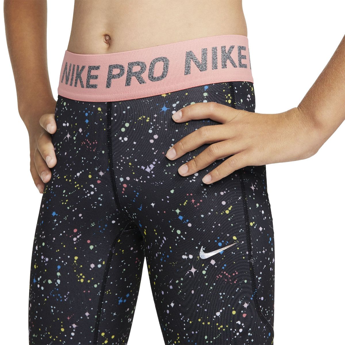 Nike Pro Warm Big Kid's (Girl's) Printed Training Tights BV3