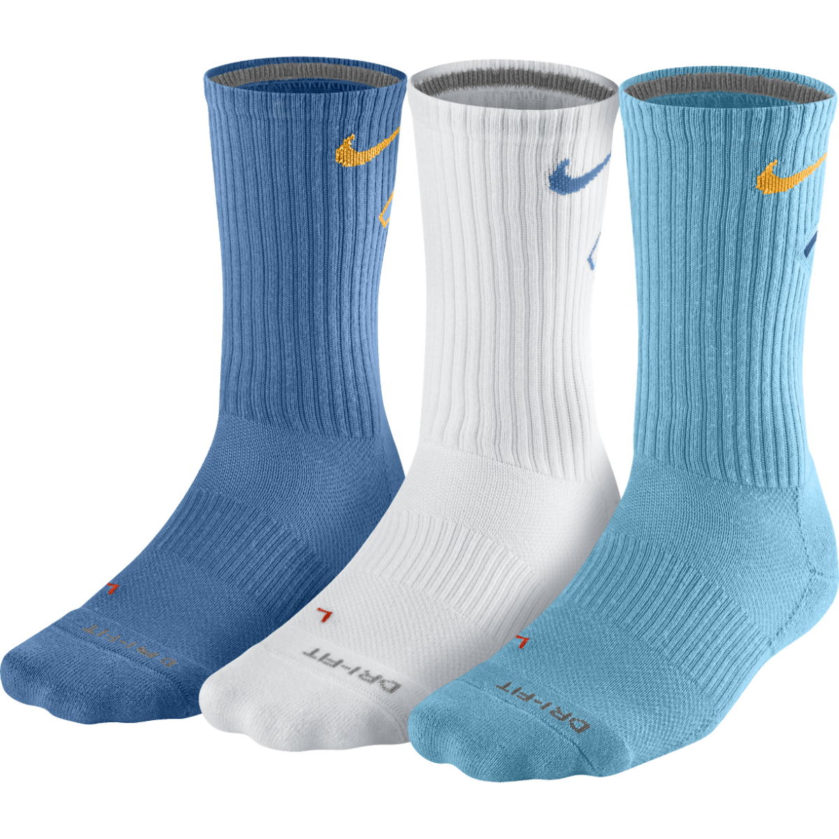 Nike Dri-FIT Cotton Fly Crew Socks Wh/Bl (3-Pair) SX4689-946