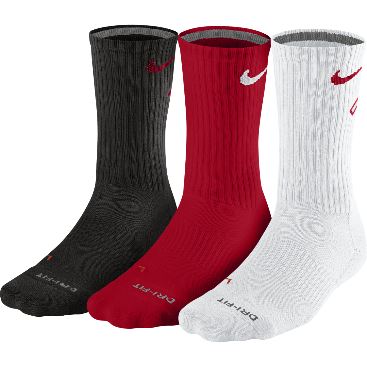 Nike Dri-FIT Cotton Fly Crew Socks Wh/Red/Bl (3-Pair) SX4689